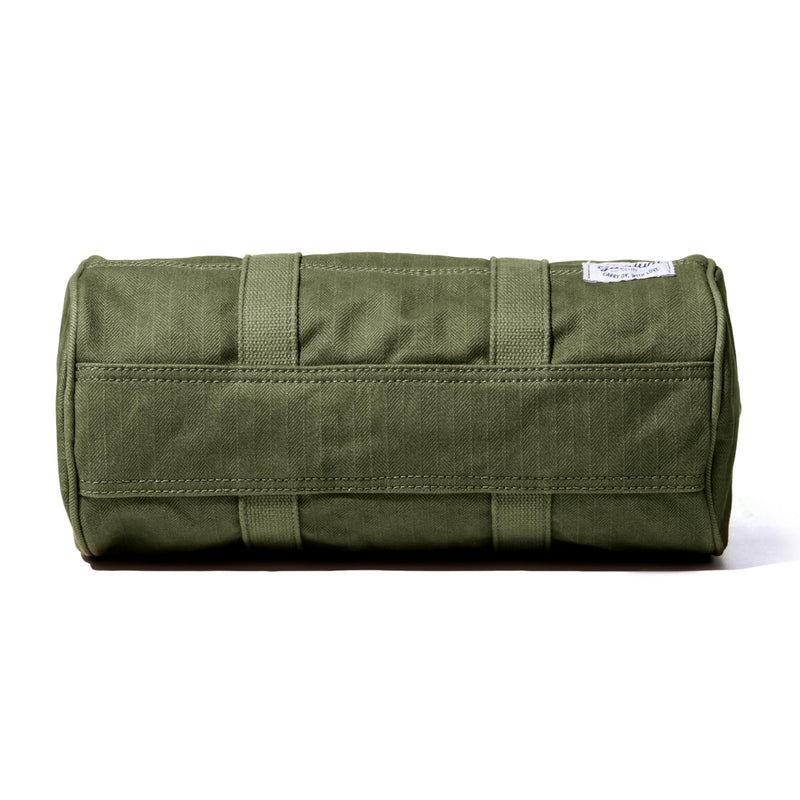GOOTIUM Compact Crossbody Bag – Canvas Shoulder Bag & Travel Organizer – Vintage Cylinder Style Mini Tote for EDC, Small Barrel Bag for Men & Women, Olive