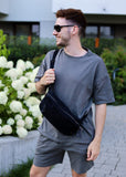 Gootium Men’s Crossbody Pack - Canvas Daily Essentials Sling Bag Small Shoulder Backpack, Charcoal