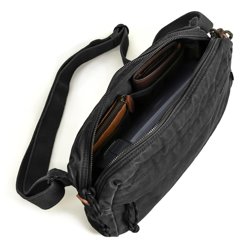 Gootium Men’s Crossbody Pack - Canvas Daily Essentials Sling Bag Small Shoulder Backpack, Charcoal