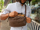 Gootium Men’s Crossbody Pack - Canvas Daily Essentials Sling Bag Small Shoulder Backpack, Umber
