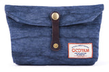 GOOTIUM Small Travel Pouch - Vintage Envelope Style Coin Purse Makeup Hand Bag Accessory Organizer Tools Holder, Navy Blue