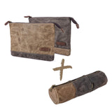 Gootium Waxed Canvas Stationary Organizer Set - 2 Zipper Pouch and Pencil Case