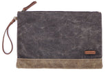 Gootium Waxed Canvas Zip Folio Pencil Pouch - Office Supply Zippered Makeup Bag Multipurpose File Folder - Size 13"x9.4", Olive Drab