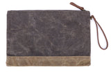 Gootium Waxed Canvas Zip Folio Pencil Pouch - Office Supply Zippered Makeup Bag Multipurpose File Folder - Size 13"x9.4", Olive Drab