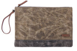 Gootium Waxed Canvas Zip Folio Pencil Pouch - Office Supply Zippered Makeup Bag Multipurpose File Folder - Size 13"x9.4", Tan Brown