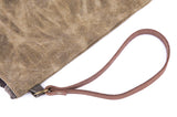 Gootium Waxed Canvas Zip Folio Pencil Pouch - Office Supply Zippered Makeup Bag Multipurpose File Folder - Size 13"x9.4", Tan Brown