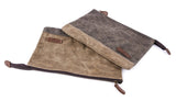 GOOTIUM Waxed Canvas Zip Pouch Set - Zippered Makeup Bag Office Supply Folio Pencil Bag Multipurpose Organizer Accessories Holder (2 PACK)
