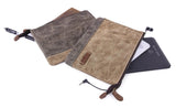 GOOTIUM Waxed Canvas Zip Pouch Set - Zippered Makeup Bag Office Supply Folio Pencil Bag Multipurpose Organizer Accessories Holder (2 PACK)