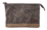 GOOTIUM Waxed Canvas Zip Pouch Set - Zippered Makeup Bag Office Supply Folio Pencil Bag Multipurpose Organizer Accessories Holder (2 PACK)