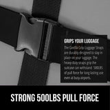 GORILLA GRIP Heavy Duty 4 Pack Adjustable Luggage Straps for Suitcases, Easy to Identify Travel Belt Connector Holds Suitcase Together, Extends Life of Bag, Strap Connects Two Bags, Accessories, Black