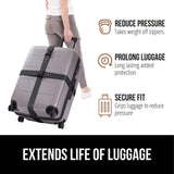 GORILLA GRIP Heavy Duty 4 Pack Adjustable Luggage Straps for Suitcases, Easy to Identify Travel Belt Connector Holds Suitcase Together, Extends Life of Bag, Strap Connects Two Bags, Accessories, Black