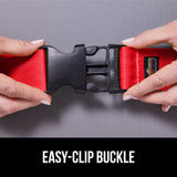GORILLA GRIP Heavy Duty Adjustable Luggage Straps for Suitcases, Easy to Identify Travel Belt Connector Holds Suitcase Together, Extends Life of Bag, Strap Connects Two Bags, Accessories 2 Pack Red