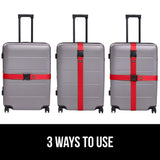 GORILLA GRIP Heavy Duty Adjustable Luggage Straps for Suitcases, Easy to Identify Travel Belt Connector Holds Suitcase Together, Extends Life of Bag, Strap Connects Two Bags, Accessories 2 Pack Red