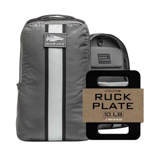 GORUCK Basic Rucker 17L Tactical Backpack (Armored Grey) Bundle with 10LB Ruck Plate – Durable Rucksack & MOLLE Daypack – Military | Backpacks4Less