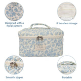 Gosect Large Makeup Bag, Cute Cosmetic Bag for Women Girls, Floral Coquette Aesthetic Toiletry Bag, Travel Make Up Organizer Bag (BDLH)