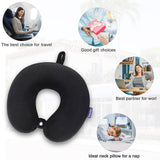 Gosider Black Travel Neck Pillow Memory Foam Airplane Pillow for Neck and Head Support Soft Portable U Shape Neck Pillow for Plane, Car & Home Office Use