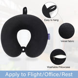 Gosider Black Travel Neck Pillow Memory Foam Airplane Pillow for Neck and Head Support Soft Portable U Shape Neck Pillow for Plane, Car & Home Office Use