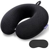 Gosider Black Travel Neck Pillow Memory Foam Airplane Pillow for Neck and Head Support Soft Portable U Shape Neck Pillow for Plane, Car & Home Office Use