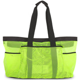 GOTDYA Extra Large Beach Bag, XL Mesh Tote with Zipper and Pockets Ideal for Your Family Lake/Cruise/Beach Vacation Essentials - Fluorescent Green