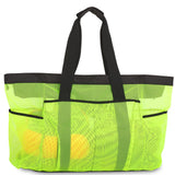 GOTDYA Extra Large Beach Bag, XL Mesh Tote with Zipper and Pockets Ideal for Your Family Lake/Cruise/Beach Vacation Essentials - Fluorescent Green