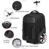 GOTECH Rolling Backpack,Waterproof Backpack with Wheels for Business and Travel Commuter, Carry on Backpack with Laptop Compartment, Fit 17 Inch Laptop, Wheeled Backpack for Adults