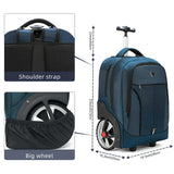 GOTECH Rolling Backpack,Waterproof Backpack with Wheels for Business and Travel Commuter, Carry on Backpack with Laptop Compartment, Fit 17 Inch Laptop, Wheeled Backpack for Adults
