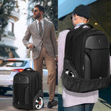 GOTECH Rolling Backpack,Waterproof Backpack with Wheels for Business and Travel Commuter, Carry on Backpack with Laptop Compartment, Fit 17 Inch Laptop, Wheeled Backpack for Adults