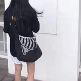 Gothic Grunge Messenger Bag - Skull Purse (Grey)