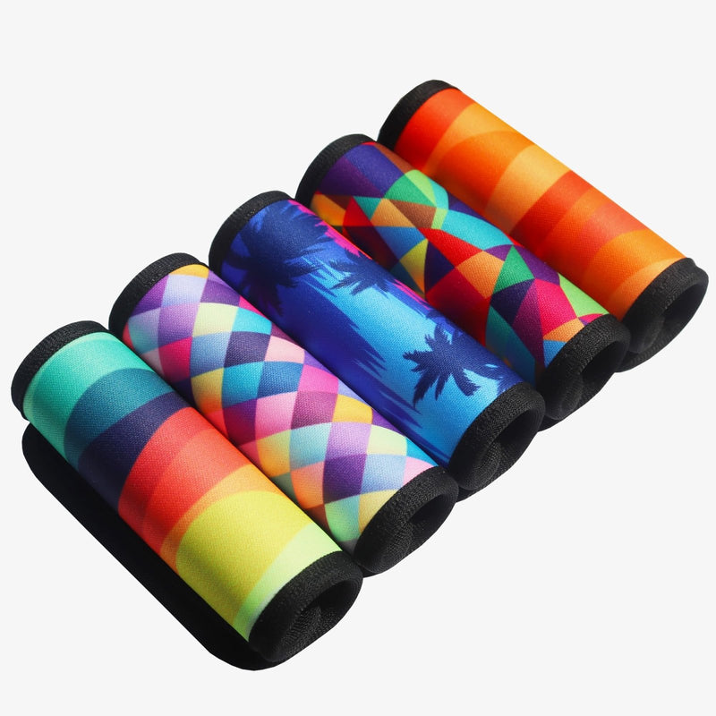 GOWRAPS 5 Pack Neoprene Luggage Handle Wraps for Suitcase Travel Luggage Tags/Identifiers/Marker/Grips Travel Accessories for Airplane(Multi - Color)