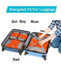 GOX Premium 5 - Piece Packing Cubes Set for Travel, Lightweight Durable Luggage Organizer Bags with Double Zipper Mesh Top, 1 Large 2 Medium 2 Small, Nylon, Space - Saving Suitcase Storage (Orange)
