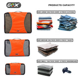 GOX Premium 5 - Piece Packing Cubes Set for Travel, Lightweight Durable Luggage Organizer Bags with Double Zipper Mesh Top, 1 Large 2 Medium 2 Small, Nylon, Space - Saving Suitcase Storage (Orange)