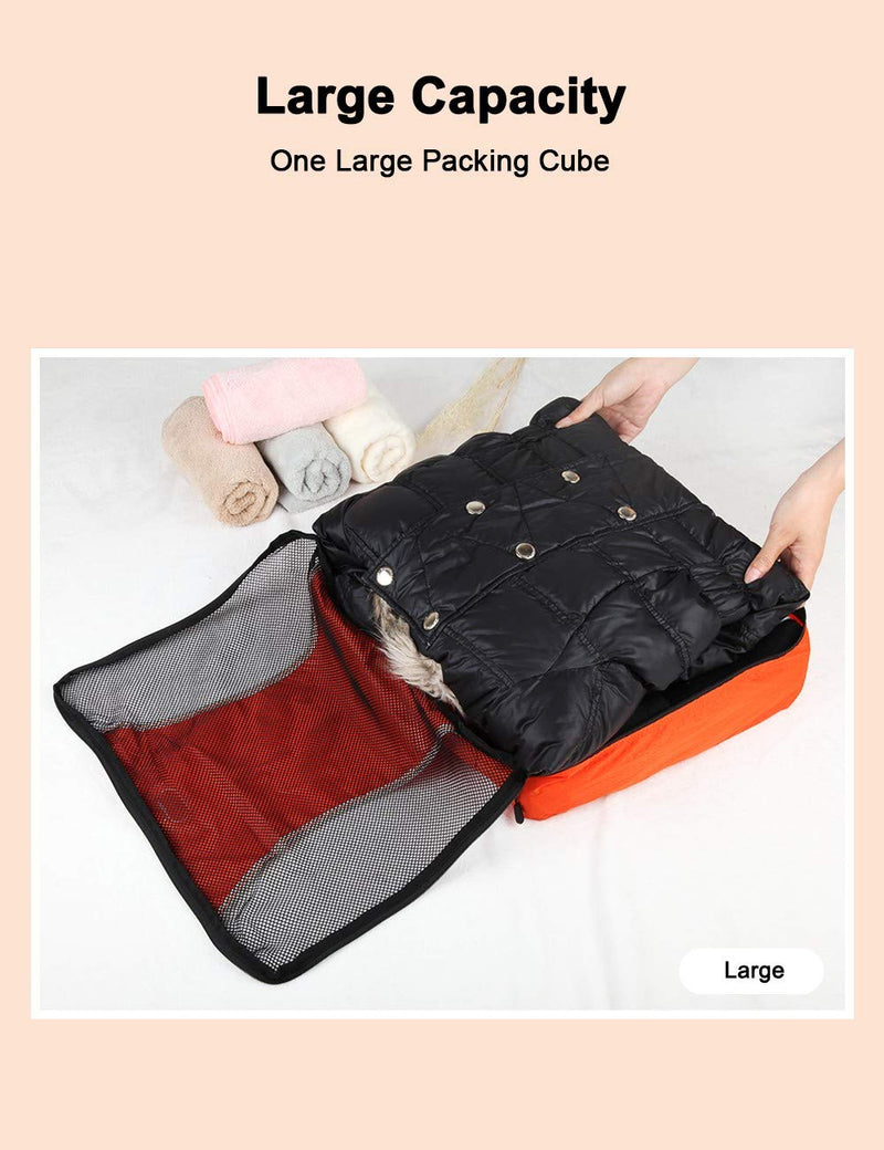 GOX Premium 5 - Piece Packing Cubes Set for Travel, Lightweight Durable Luggage Organizer Bags with Double Zipper Mesh Top, 1 Large 2 Medium 2 Small, Nylon, Space - Saving Suitcase Storage (Orange)