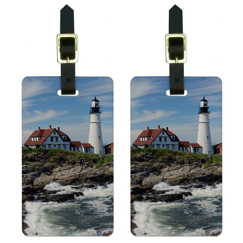Graphics & More Portland Head Lighthouse Me - Atlantic Shore Luggage Tags Suitcase Id, White