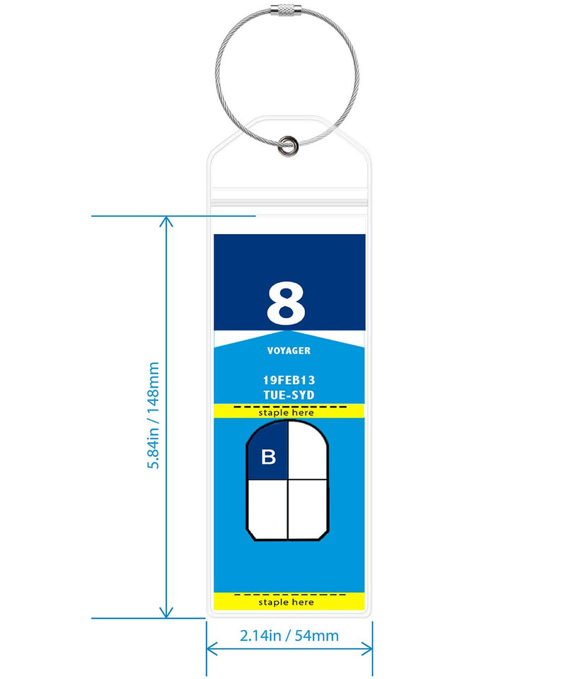 GreatShield Cruise Luggage Tag Holder (8 Pack) Cruise Tag Holder with Zip Seal & Steel Loops, Weather Resistant PVC Pouch for Royal Caribbean and Celebrity Cruise Line