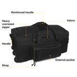 Greencity Duffel Bag Wheels Rolling Deployment Wheeled Military Suitcase Heavy - Duty Extra large deployment bag Capacity 32 Inch，Black