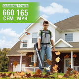 Greenworks 40V (165 MPH / 660 CFM / 75+ Compatible Tools) Cordless Brushless Backpack Leaf Blower, 8.0Ah Battery and Charger Included, Green