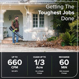 Greenworks 40V (660 CFM / 165 MPH) Brushless Backpack Leaf Blower, Commercial - Grade Power for Yards, Driveways, Patios, Includes 5.0Ah Battery & 5A Rapid Charger