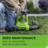 Greenworks 40V (710 CFM / 175 MPH) Brushless Backpack Blower, Commercial Power for Wet Leaves, Heavy Debris, Gravel and Driveway Snow, Includes (2) 5.0Ah HP Batteries & 4A Dual Charger