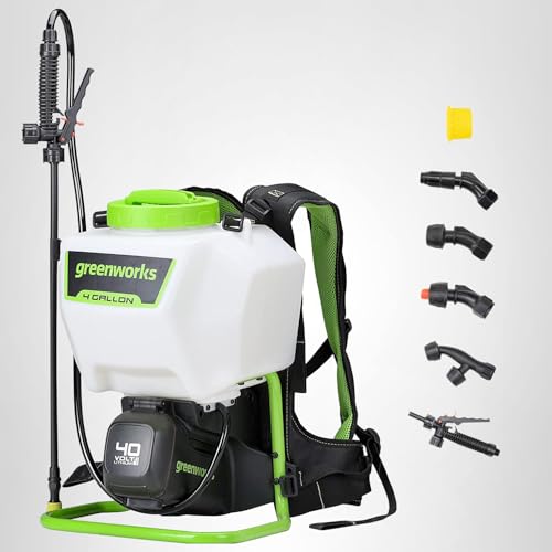 Greenworks 40V Cordless Backpack Sprayer (4 Gallon / 5 Tips / 25 FT Spray) For Weeding, Spraying, and Cleaning, Tool Only