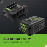 Greenworks 60V 550 CFM Brushless Backpack Blower, 5.0Ah Battery and 6A Charger
