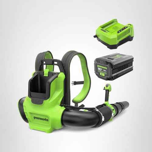 Greenworks 80V (750 CFM / 180 MPH) Brushless Backpack Leaf Blower, Variable Speed for Large Properties, Dislodge Gravel from driveways or Packed Snow from walkways, Includes 4.0Ah Battery and Charger