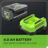 Greenworks 80V (750 CFM / 180 MPH) Brushless Backpack Leaf Blower, Variable Speed for Large Properties, Dislodge Gravel from driveways or Packed Snow from walkways, Includes 4.0Ah Battery and Charger