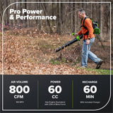 Greenworks 80V 800 CFM Cordless Backpack Blower with Leaf Tarp - 4.0Ah Battery & Rapid Charger, Cruise Control, Turbo Button, 4 - Year Warranty