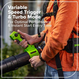 Greenworks 80V 800 CFM Cordless Backpack Blower with Leaf Tarp - 4.0Ah Battery & Rapid Charger, Cruise Control, Turbo Button, 4 - Year Warranty