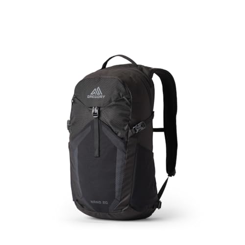 Gregory Nano 20L Unisex Day Hiking/Commuter/Active Travel Backpack, Breathable Backpanel, Hydration Port, One Size Fits All, Optic Black