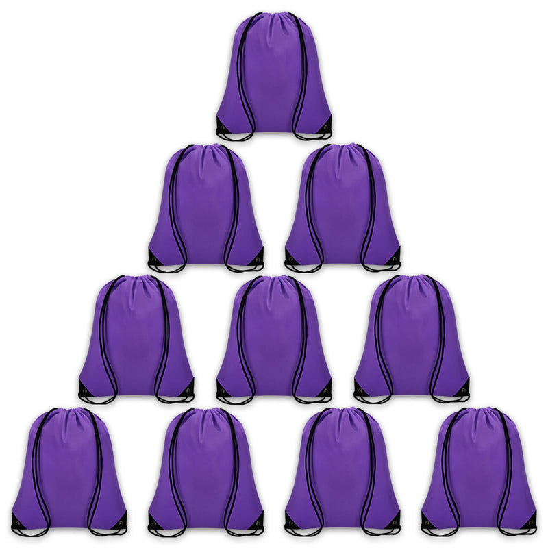 Grneric 10Pcs Drawstring Backpack Bulk Cinch Bag, Drawstring Bags Polyester for Gym Sports Beach Party Trip (Purple)