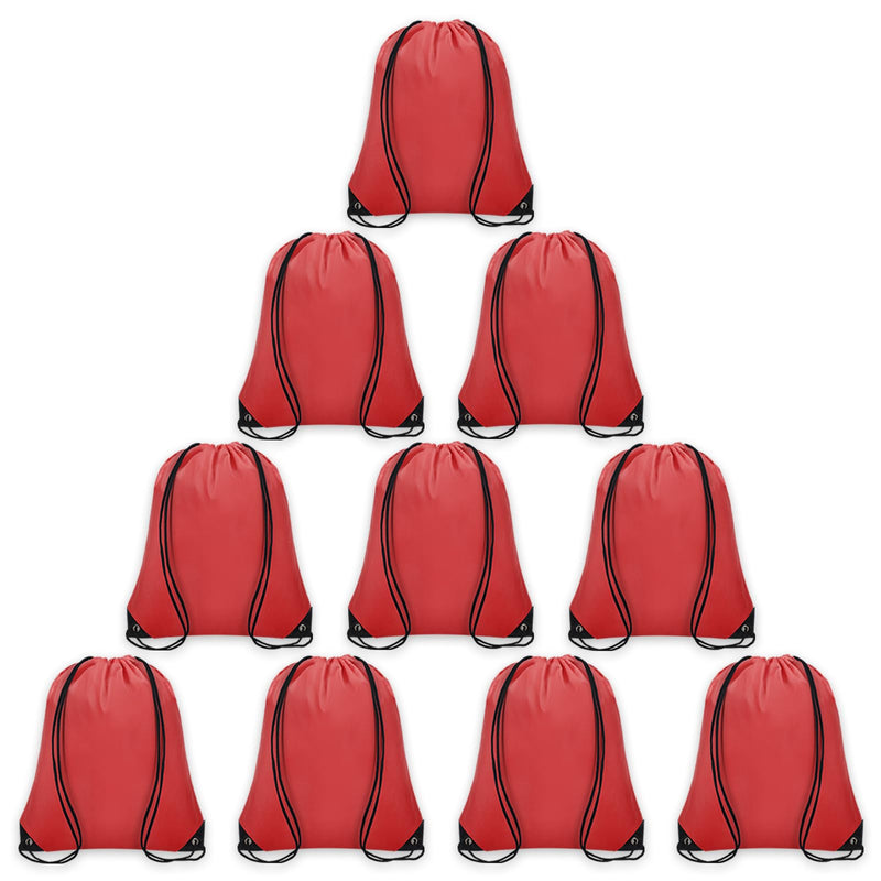 Grneric 10Pcs Drawstring Backpack Bulk Cinch Bag, Drawstring Bags Polyester for Gym Sports Beach Party Trip (Red)