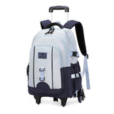 GRUOTEIS Boys Backpack with 6 Wheels for School Kids, Rolling Backpack for Boys Elementary Middle School Bags on Wheels, Blue