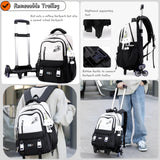 GRUOTEIS Girls Boys Rolling Backpack, Elementary Middle School Kids Bookbag Roller Backpack for Boys Girls with 2 Wheels, White
