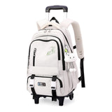 GRUOTEIS Girls Boys Rolling Backpack, Elementary Middle School Kids Bookbag Roller Backpack for Boys Girls with 2 Wheels, White